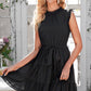 Ruffle Collar Tie Belt Tiered Dress