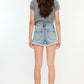 Kancan High Rise Frayed Hem Denim Shorts