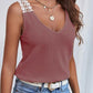 Full Size Lace Detail V-Neck Tank