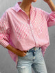 Striped Button Down Long Sleeve Shirt Pink