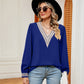 Contrast Puff Sleeve Blouse