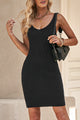 Ribbed Sleeveless V-Neck Dress Black