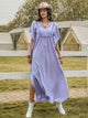 Side Slit Tie Neck Flutter Sleeve Dress Lavender