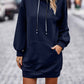 Textured Drawstring Tunic Hoodie