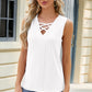 Eyelet Crisscross V-Neck Tank