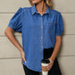 Puff Sleeve Collared Denim Top