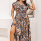 Plus Size Ruffled Printed Cap Sleeve Dress