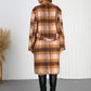 Tied Plaid Collared Neck Coat