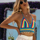 Contrast Halter Neck Swim Top