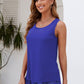 Double Layer Mesh Scoop Neck Wide Strap Tank