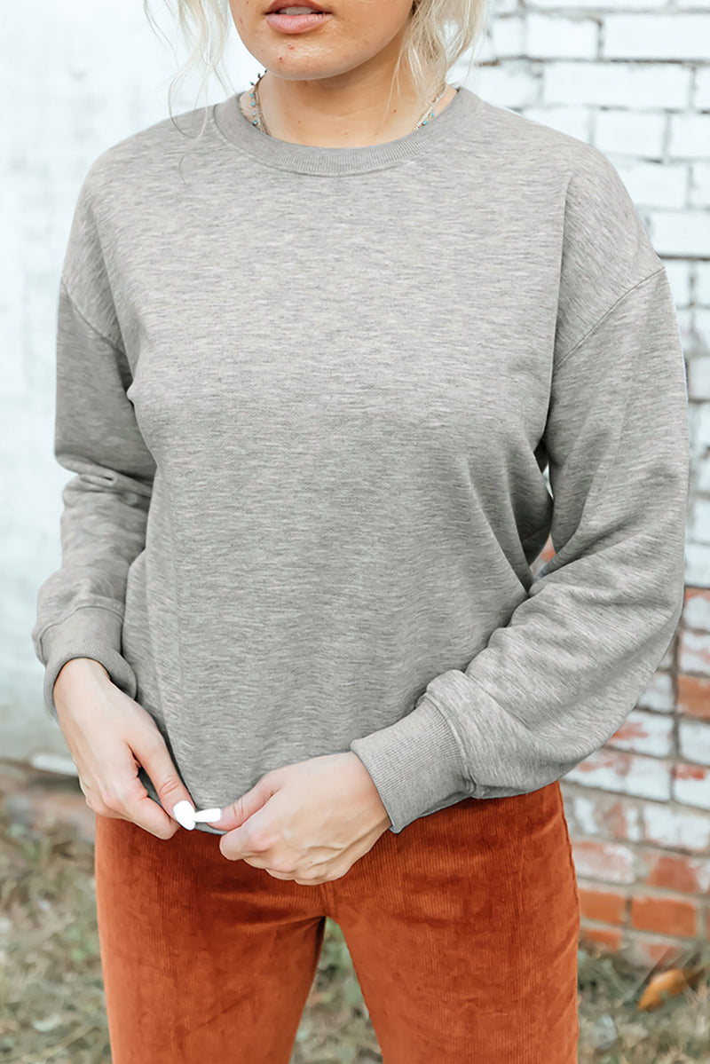 Round Neck Dropped Shoulder Sweatshirt Dark Gray