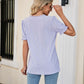 Eyelet Flounce Sleeve Scalloped V-Neck Top