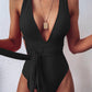 Halter Neck Deep V Tied One-Piece Swimsuit