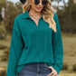 Johnny Collar Dropped Shoulder Blouse