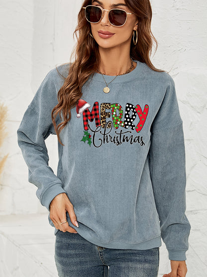 MERRY CHRISTMAS Graphic Sweatshirt Misty Blue