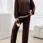 Round Neck Dropped Shoulder Top and Pants Sweater Set