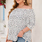 Plus Size Printed Off-Shoulder Half Sleeve Blouse