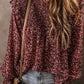 Ruffled Floral Waffle-Knit Blouse