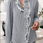 Devine Lace Detail Ruffled Round Neck Long Sleeve Shirt