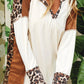 Leopard V-Neck Dropped Shoulder Blouse