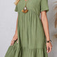 Full Size Ruched V-Neck Short Sleeve Dress