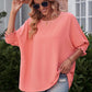 Round Neck Dolman Sleeve Textured Blouse