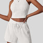 Textured Round Neck Top and Shorts Set