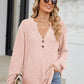 Ribbed Notched Long Sleeve T-Shirt