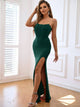 Strapless Split Seam Detail Dress Green