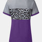 Full Size Striped Leopard Round Neck Short Sleeve T-Shirt