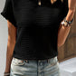 Frill Round Neck Cap Sleeve Blouse