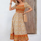 Bohemian Square Neck Puff Sleeve Dress