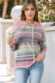 Striped Drawstring Long Sleeve Hoodie Multicolor