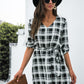 Plaid V-Neck Tie Waist Dress