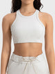 Wide Strap Cropped Sport Tank White