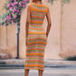 Striped Round Neck Sleeveless Midi Cover Up Dress