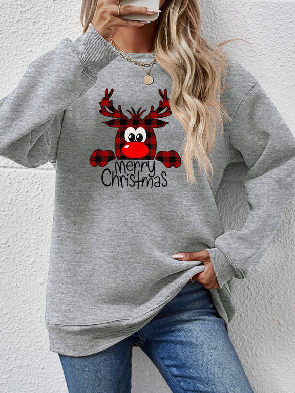 MERRY CHRISTMAS Graphic Sweatshirt Charcoal