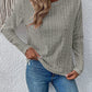 Eyelet Round Neck Long Sleeve Top