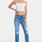 BAYEAS Full Size Mid Waist Distressed Ripped Straight Jeans