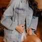 Rhinestone Detail Button Up Denim Jacket