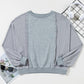 Waffle-Knit Round Neck Long Sleeve Top