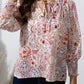 Printed Tie Neck Long Sleeve Blouse