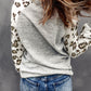 Round Neck Leopard Print Raglan Sleeve Top