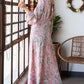 First Love Paisley Print Tie-Back Long Sleeve Maxi Dress