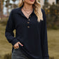 Half Button Dropped Shoulder Blouse