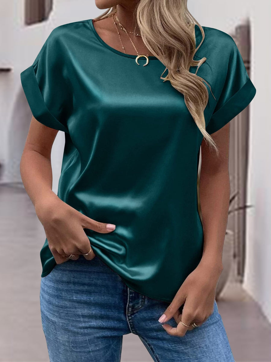 Round Neck Short Sleeve T-Shirt Dark Green