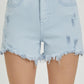 RISEN Full Size High Rise Distressed Detail Denim Shorts