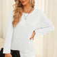 Waffle-Knit Round Neck Long Sleeve Sweatshirt