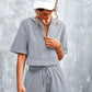 Half Zip Cropped Hooded T-Shirt and Shorts Set