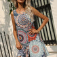 Printed Round Neck Sleeveless Dress with Pockets